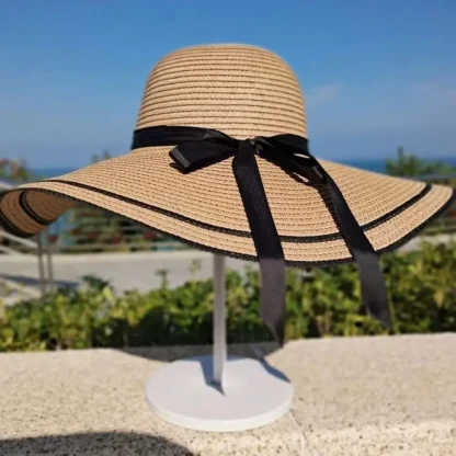 Portable Wide Brim Straw Hat - Image 6