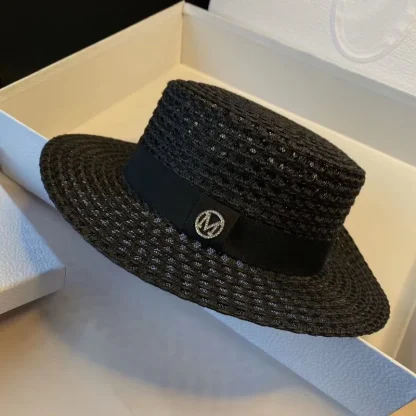 Elegant Two Tone Boater Straw Hat - Image 3