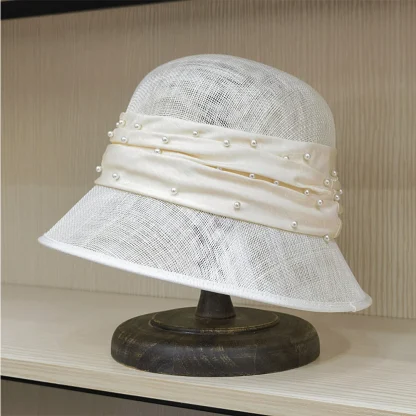 Beaded Elegant Band Straw Hats - Image 5