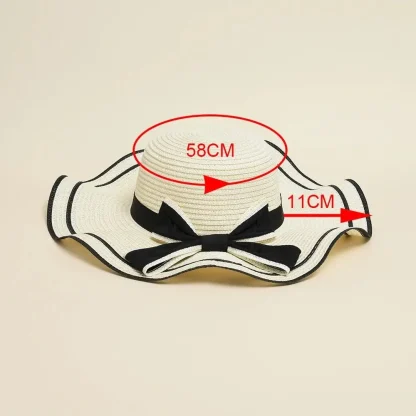 Floppy Bowknot Band Straw Hat - Image 7