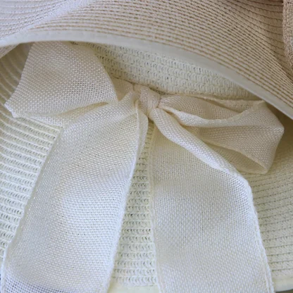 Wide Brim Bowknot Straw Hat - Image 7