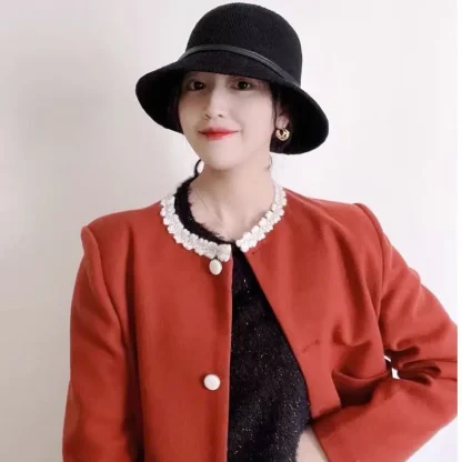 Buckle Band Bucket Straw Hat - Image 5