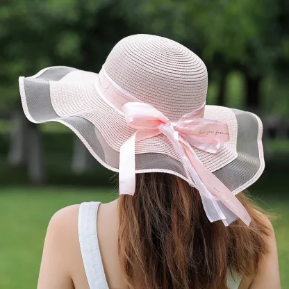 ﻿Chic Mesh Trim Straw Hats - Image 7