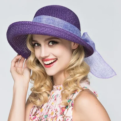 Elegant Bowknot Band Straw Hats - Image 2