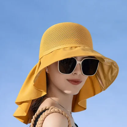 UV Neck Protection Straw Hats - Image 3