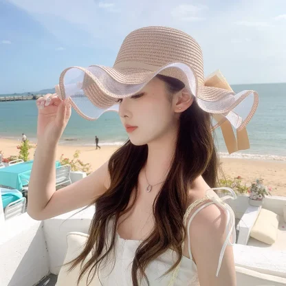 Floppy Mesh Brim Straw Hats - Image 2