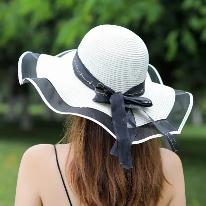 ﻿Chic Mesh Trim Straw Hats - Image 6