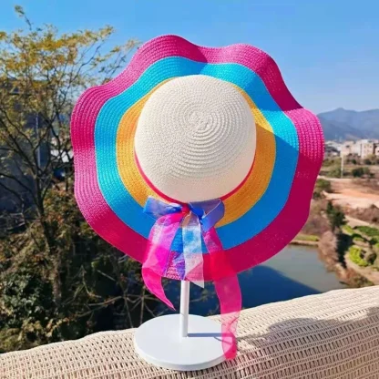 Colorful Floppy Brim Straw Hat - Image 4
