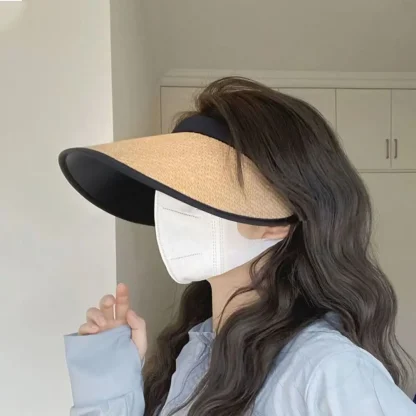 Wide Brim Sun Visor Straw Hat - Image 6