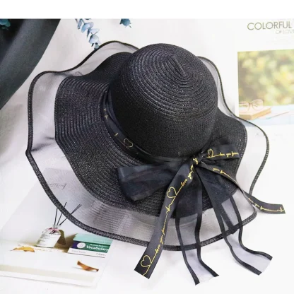 Mesh Edge Elegant Straw Hats - Image 2