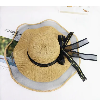 Mesh Edge Elegant Straw Hats - Image 6