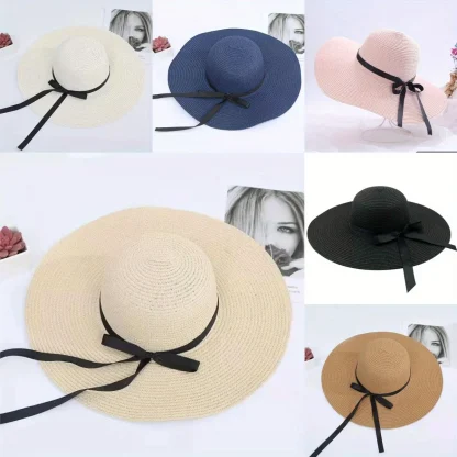 Thin Bowknot Band Casual Straw Hats - Image 6