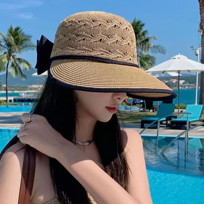 Chic Bow Wide Brim Straw Hats