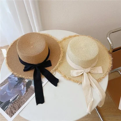 Chic Solid Band Boater Straw Hat - Image 4