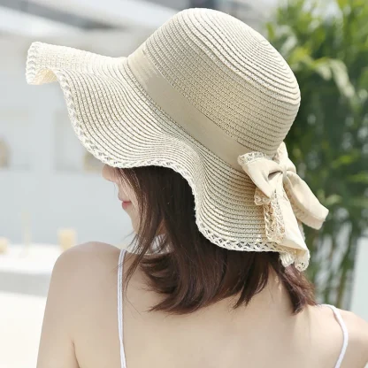 Floppy Bowknot Straw Hat - Image 2
