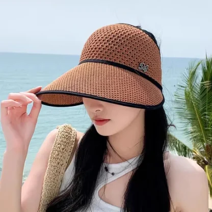 Large Brim Sun Visor Straw Hat - Image 4