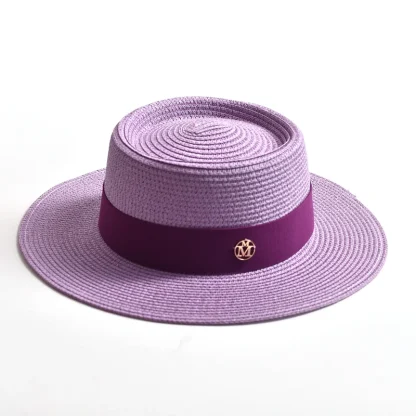 Elegant Solid Color Straw Hats - Image 5