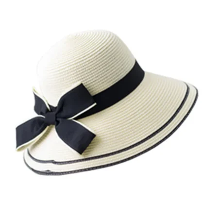Casual Bowknot Band Straw Hats - Image 4