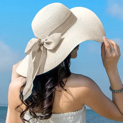 Chic Large Brim Straw Hat - Image 2