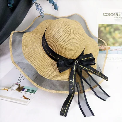 Mesh Edge Elegant Straw Hats - Image 5