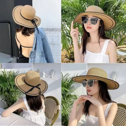 Portable Wide Brim Straw Hat - Image 7