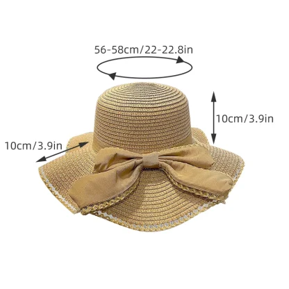 Floppy Bowknot Straw Hat - Image 6