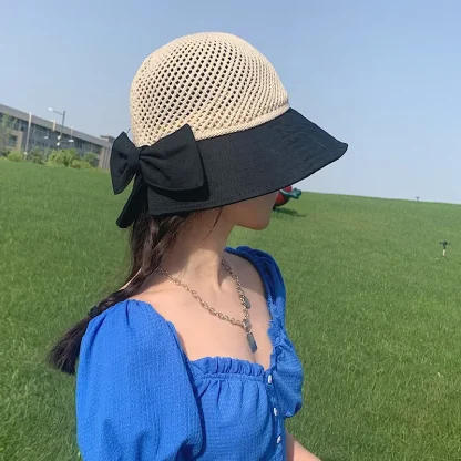 Chic Breathable Bucket Straw Hats - Image 4