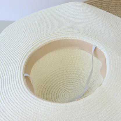 Wide Brim Bowknot Straw Hat - Image 6